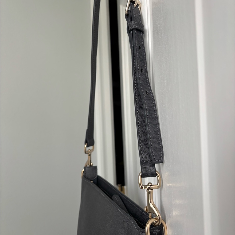 Dooney & Bourke dark gray Saffiano Crossbody with Gold Hardware - Picture 8 of 9